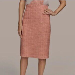Donna Karan New York Tweed Pencil Skirt Women's 16 Apricot Back Zip Closure NWT